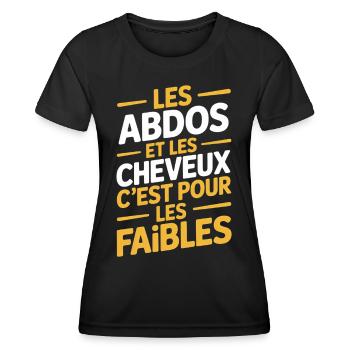 Bauchhaare für Schwache – Kahler großer Bauch - Frauen Funktions-T-Shirt - Schwarz - Vorne - AI Model Female 172 light (172cm)