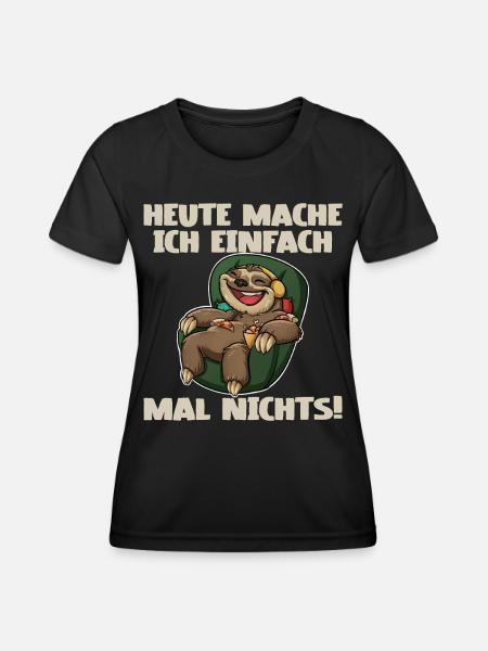 Faultier Lustiger Spruch - Frauen Funktions-T-Shirt - Schwarz