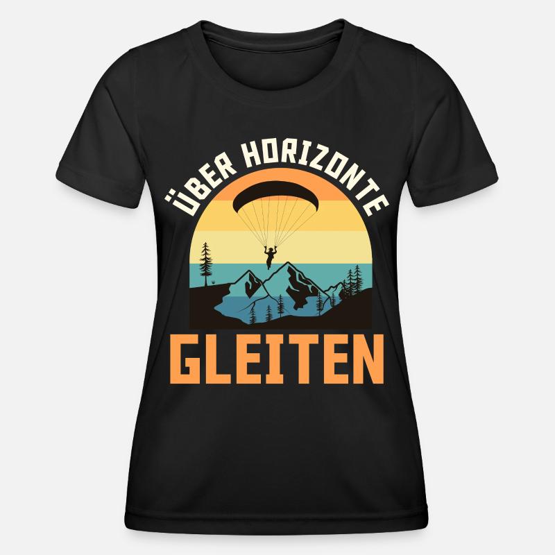 Paraglider GLIDING OVER HORIZONS Funny - Women's Functional T-Shirt - black