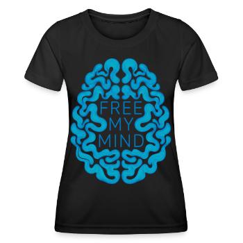FREE MY MIND #2 - let's talk - T-shirt sport Femme - noir - Devant - AI Model Female 172 light (172cm)