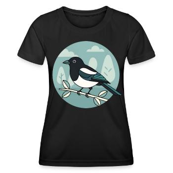 Elster - Frauen Funktions-T-Shirt - Schwarz - Vorne - AI Model Female 172 light (172cm)
