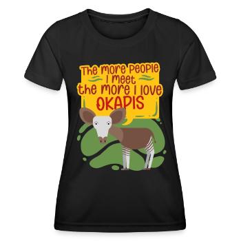 Okapi Tier - Frauen Funktions-T-Shirt - Schwarz - Vorne - AI Model Female 172 light (172cm)