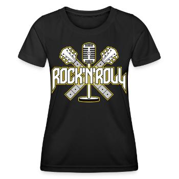 RocknRoll Crest with Guitars and Mic - Women's Functional T-Shirt - black - Front - AI Model Female 172 light (172cm)