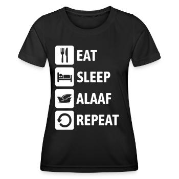 Eat Sleep Alaaf Repeat - Carnival, Shrovetide - Women's Functional T-Shirt - black - Front - AI Model Female 172 light (172cm)