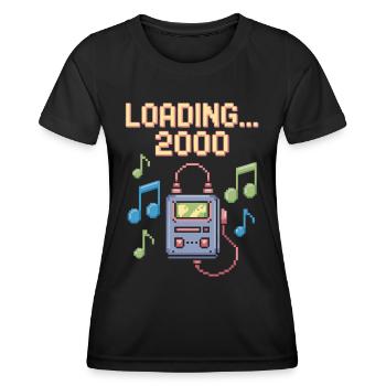 Retro Pixel Design – Loading 2000 - Frauen Funktions-T-Shirt - Schwarz - Vorne - AI Model Female 172 light (172cm)