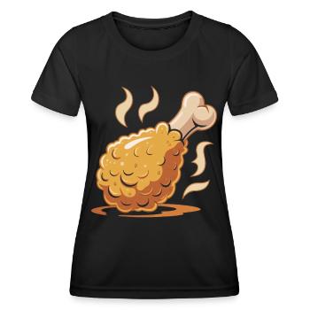 Knuspriges Hähnchenbein Cartoon - Frauen Funktions-T-Shirt - Schwarz - Vorne - AI Model Female 172 light (172cm)