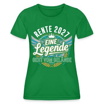 Rente 2027 Rentner Rentnerin Legende Ruhestand - Frauen Funktions-T-Shirt - Kelly Green - Vorne - AI Model Female 172 dark (172cm)