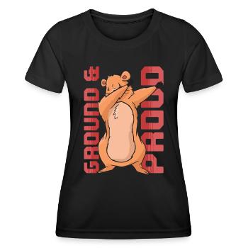 Marmotte du Jour sans fin - T-shirt sport Femme - noir - Devant - AI Model Female 172 light (172cm)
