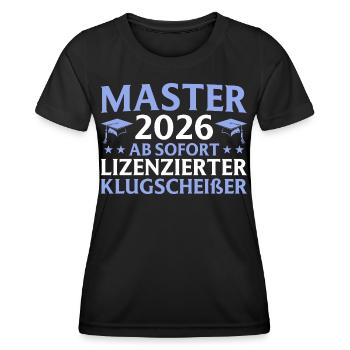 Études terminées : Don du Master 2026 - T-shirt sport Femme - noir - Devant - AI Model Female 172 light (172cm)