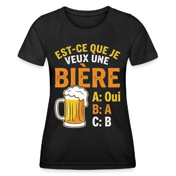 Do I Want A Beer? Joke Beauf Alcohol Humor - T-shirt sport Femme - noir - Devant - AI Model Female 172 light (172cm)