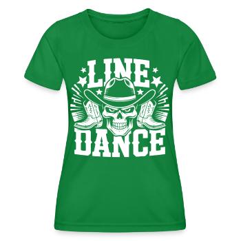 Line Dance Skull Western - Women's Functional T-Shirt - kelly green - Front - AI Model Female 172 dark (172cm)