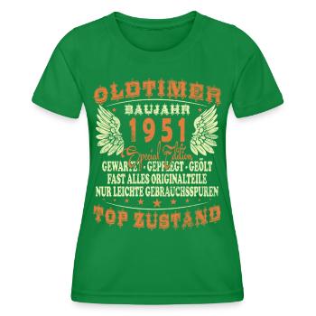Baujahr 1951 Oldtimer Geburtstag Spruch 75 Jahre - Frauen Funktions-T-Shirt - Kelly Green - Vorne - AI Model Female 172 dark (172cm)