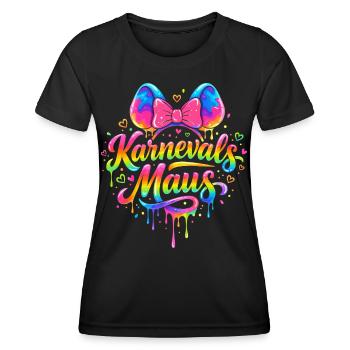 Karneval Maus Kostüm Lustig Fasching Party - Frauen Funktions-T-Shirt - Schwarz - Vorne - AI Model Female 172 light (172cm)
