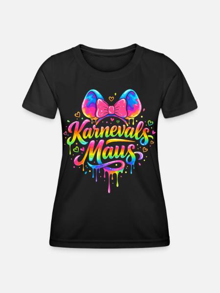 Karneval Maus Kostüm Lustig Fasching Party - Frauen Funktions-T-Shirt - Schwarz