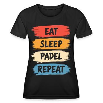 Eat Sleep Padel Repeat Sportler Lifestyle - Frauen Funktions-T-Shirt - Schwarz - Vorne - AI Model Female 172 light (172cm)