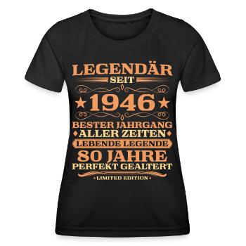 1946 vintage 80 years perfectly aged - Women's Functional T-Shirt - black - Front - AI Model Female 172 light (172cm)