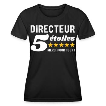 Cadeau Directeur 5 Étoiles - Merci pour tout  - T-shirt sport Femme - noir - Devant - AI Model Female 172 light (172cm)