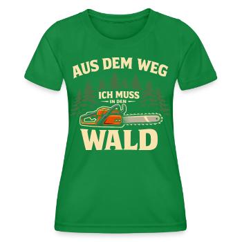 Kettensäge Motorsäge Lustig Holzfäller Geschenk - Frauen Funktions-T-Shirt - Kelly Green - Vorne - AI Model Female 172 dark (172cm)