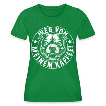 Hands Off My Coffee – Lustiges Kaffee-Shirt - Frauen Funktions-T-Shirt - Kelly Green - Vorne - AI Model Female 172 dark (172cm)
