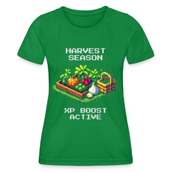 Erntezeit Bonus aktiv | Ernte & Selbstversorgung - Frauen Funktions-T-Shirt - Kelly Green - Vorne - AI Model Female 172 dark (172cm)