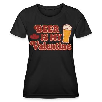 Beer Is My Valentine – Retro Bier Design - Frauen Funktions-T-Shirt - Schwarz - Vorne - AI Model Female 172 light (172cm)