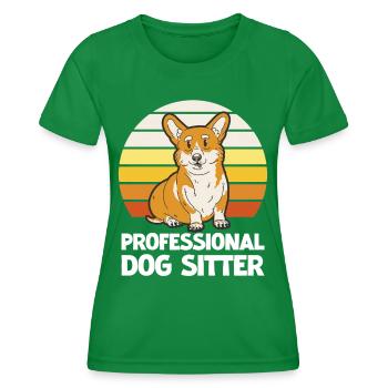Corgi Professional Dog Sitter Retro - Women's Functional T-Shirt - kelly green - Front - AI Model Female 172 dark (172cm)