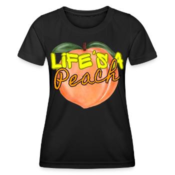 Funny Life Is A Peach Fruit Pun Summer girls Gift - Women's Functional T-Shirt - black - Front - AI Model Female 172 light (172cm)