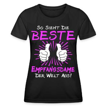 Réceptionniste qui dit - T-shirt sport Femme - noir - Devant - AI Model Female 172 light (172cm)