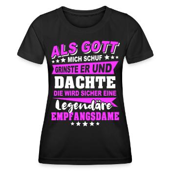 Dictons des réceptionnistes - T-shirt sport Femme - noir - Devant - AI Model Female 172 light (172cm)