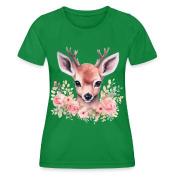 Motif traditionnel de cerf et de biche pour costumes féminins – Traditionnel - T-shirt sport Femme - vert - Devant - AI Model Female 172 dark (172cm)