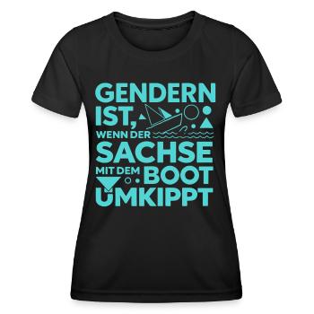 Une botte saxonne de genre renverse la blague sur le dialecte - T-shirt sport Femme - noir - Devant - AI Model Female 172 light (172cm)