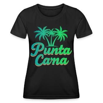 Vacances caribéennes à Punta Cana avec palmiers - T-shirt sport Femme - noir - Devant - AI Model Female 172 light (172cm)