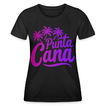 Vacances caribéennes à Punta Cana avec palmiers - T-shirt sport Femme - noir - Devant - AI Model Female 172 light (172cm)
