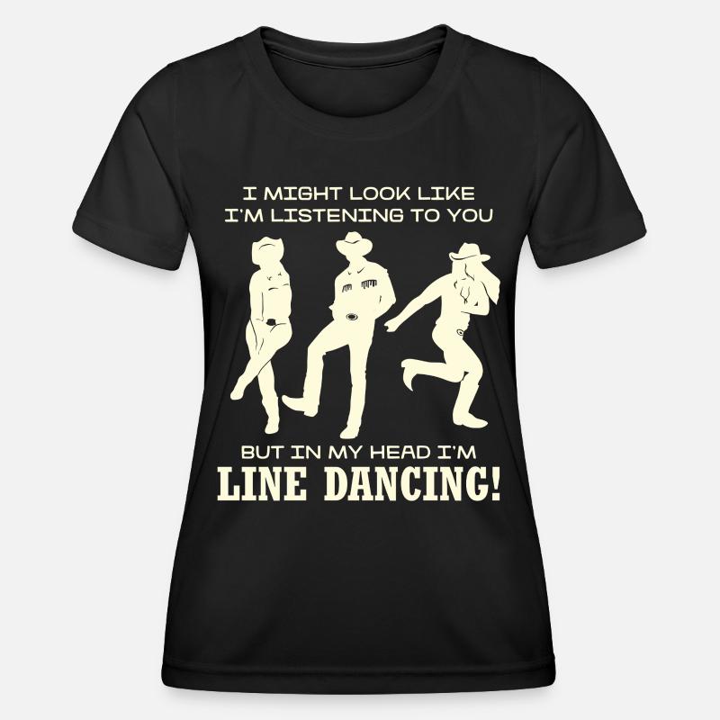 Line Dancing Silhouette Humor - Women's Functional T-Shirt - black
