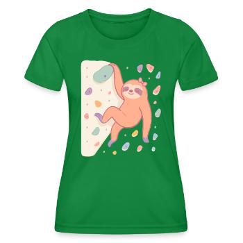 Paresseux de bloc pour femmes et passionnés d’escalade - T-shirt sport Femme - vert - Devant - AI Model Female 172 dark (172cm)