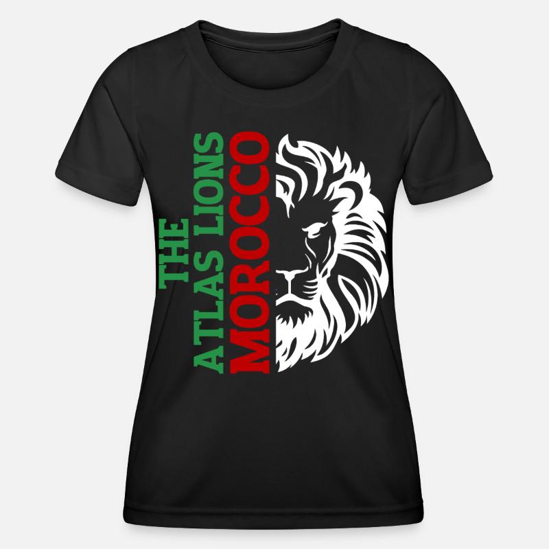 Vertical Morroco Typography with AtlasLion - Women's Functional T-Shirt - black