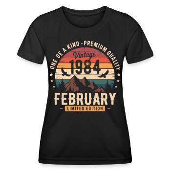Février 1984 Anniversaire Vintage Février 1984 - T-shirt sport Femme - noir - Devant - AI Model Female 172 light (172cm)