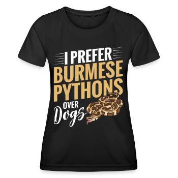 Burmesischer Python-Stoff Reptilien-Foos-Schlangenbesitzer - Frauen Funktions-T-Shirt - Schwarz - Vorne - AI Model Female 172 light (172cm)