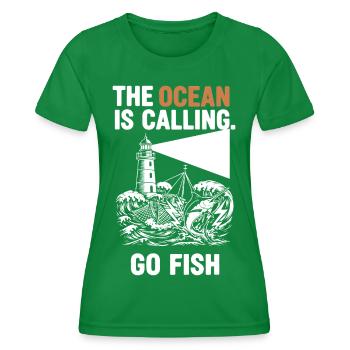 Pêche Mer Ocean Go Fish - Frauen Funktions-T-Shirt - Kelly Green - Vorne - AI Model Female 172 dark (172cm)