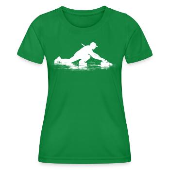 Joueurs de curling Sports d’hiver Curling - T-shirt sport Femme - vert - Devant - AI Model Female 172 dark (172cm)