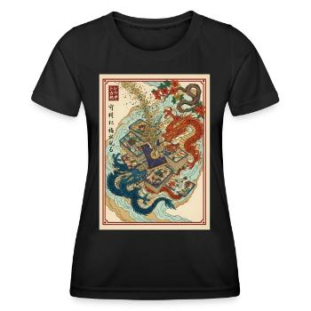 Carte à collectionner légendaire du Dragon God Pack - T-shirt sport Femme - noir - Devant - AI Model Female 172 light (172cm)