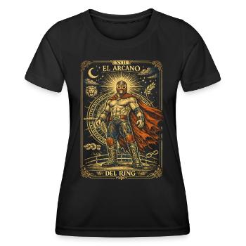 Lucha Libre Luchador Tarot Card - T-shirt sport Femme - noir - Devant - AI Model Female 172 light (172cm)