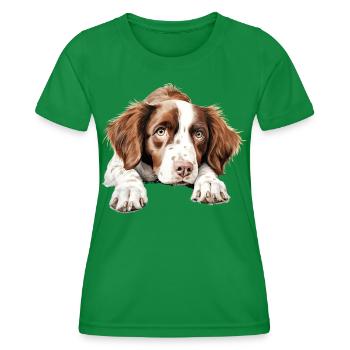 Brittany Dog - Women's Functional T-Shirt - kelly green - Front - AI Model Female 172 dark (172cm)