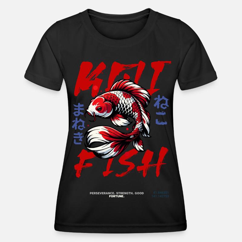 Koi Fish Ukiyoe - Women's Functional T-Shirt - black