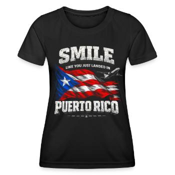 Just Landed In Puerto Rico Boricua - Frauen Funktions-T-Shirt - Schwarz - Vorne - AI Model Female 172 light (172cm)