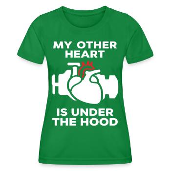 Mon autre cœur est sous le capot - T-shirt sport Femme - vert - Devant - AI Model Female 172 dark (172cm)