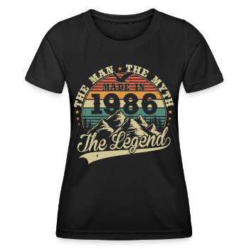 Cadeau d’anniversaire vintage vintage 1986 - T-shirt sport Femme - noir - Devant - AI Model Female 172 light (172cm)