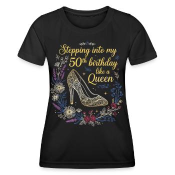 Mein 50. Geburtstag vor 50 Jahren - Frauen Funktions-T-Shirt - Schwarz - Vorne - AI Model Female 172 light (172cm)
