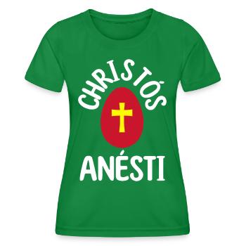 Christos Anesti Greek Easter Egg Happy Easter - Women's Functional T-Shirt - kelly green - Front - AI Model Female 172 dark (172cm)