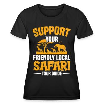 Safari-Guide Reisekostüm Afrikanisch - Frauen Funktions-T-Shirt - Schwarz - Vorne - AI Model Female 172 light (172cm)